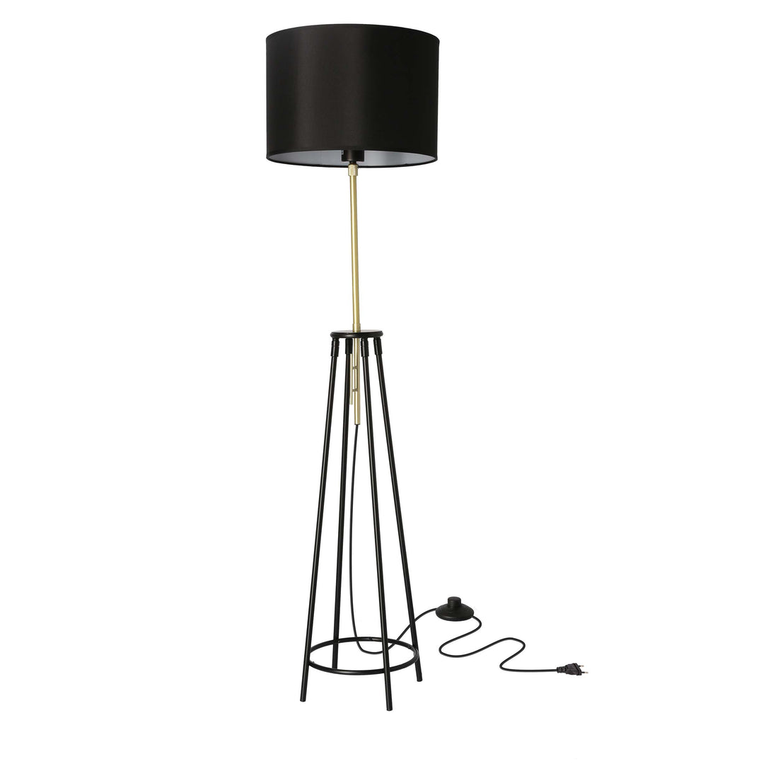 Lampadaire Acier Tissu Noir Doré · Tegola