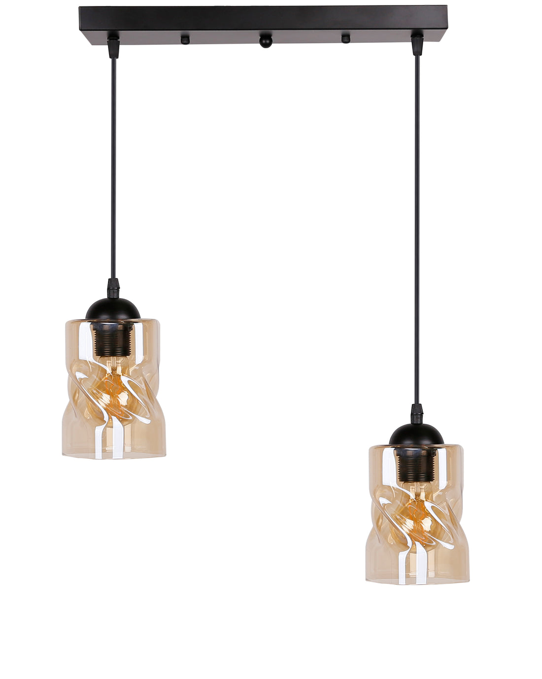Suspension 2 Lampes Métal Verre · Felis