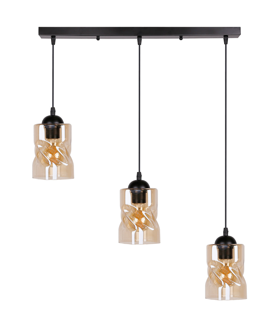 Suspension 3 Lampes Métal Verre · Felis