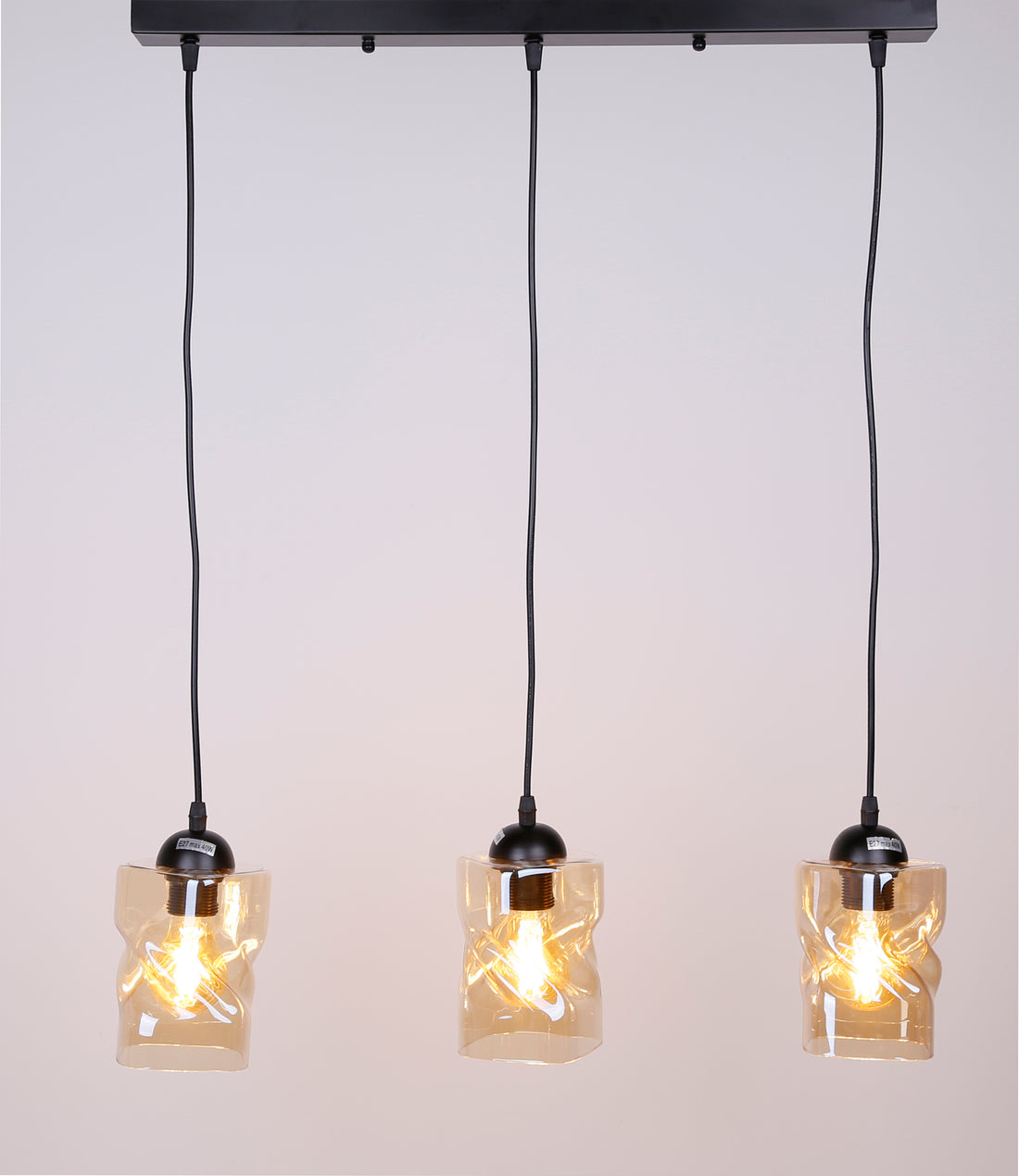 Suspension 3 Lampes Métal Verre · Felis · photo 2