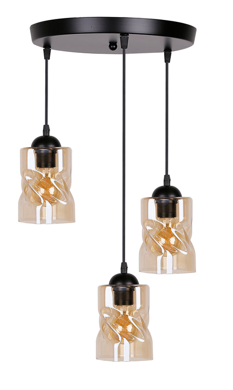 Suspension 3 Lampes Métal Verre · Felis