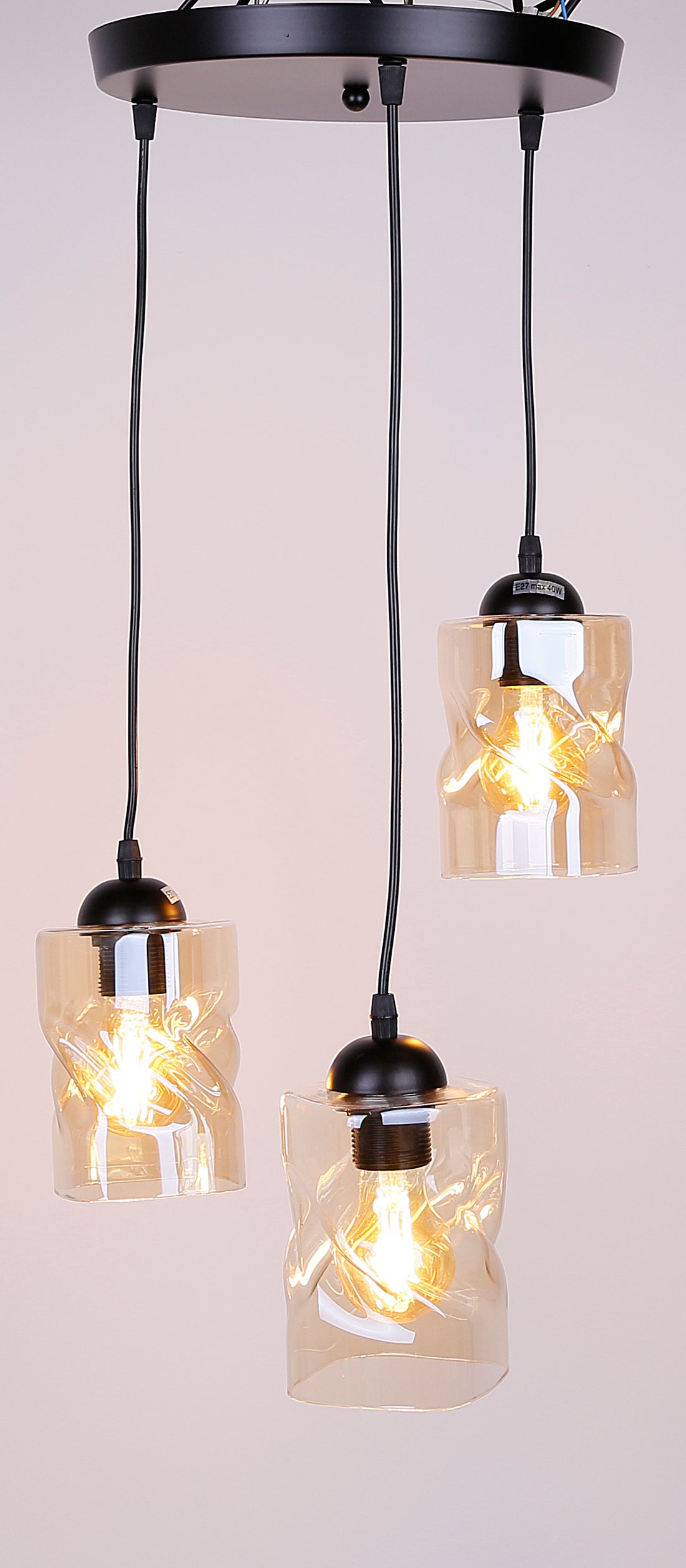 Suspension 3 Lampes Métal Verre · Felis · photo 2