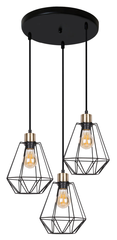 Suspension 3 Lampes Acier E27 · Primo