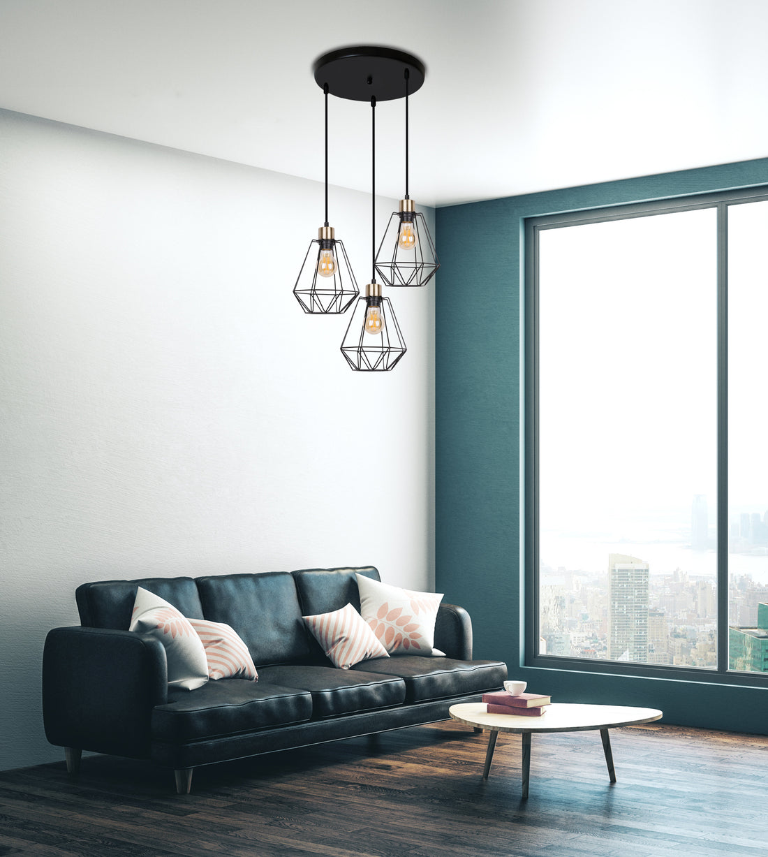 Suspension 3 Lampes Acier E27 · Primo · photo 3