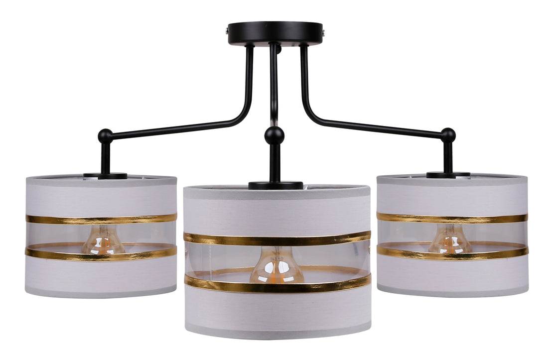 Suspension 3 Lampes Acier Tissu · Andy