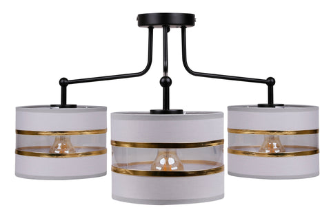 Suspension 3 Lampes Acier Tissu · Andy