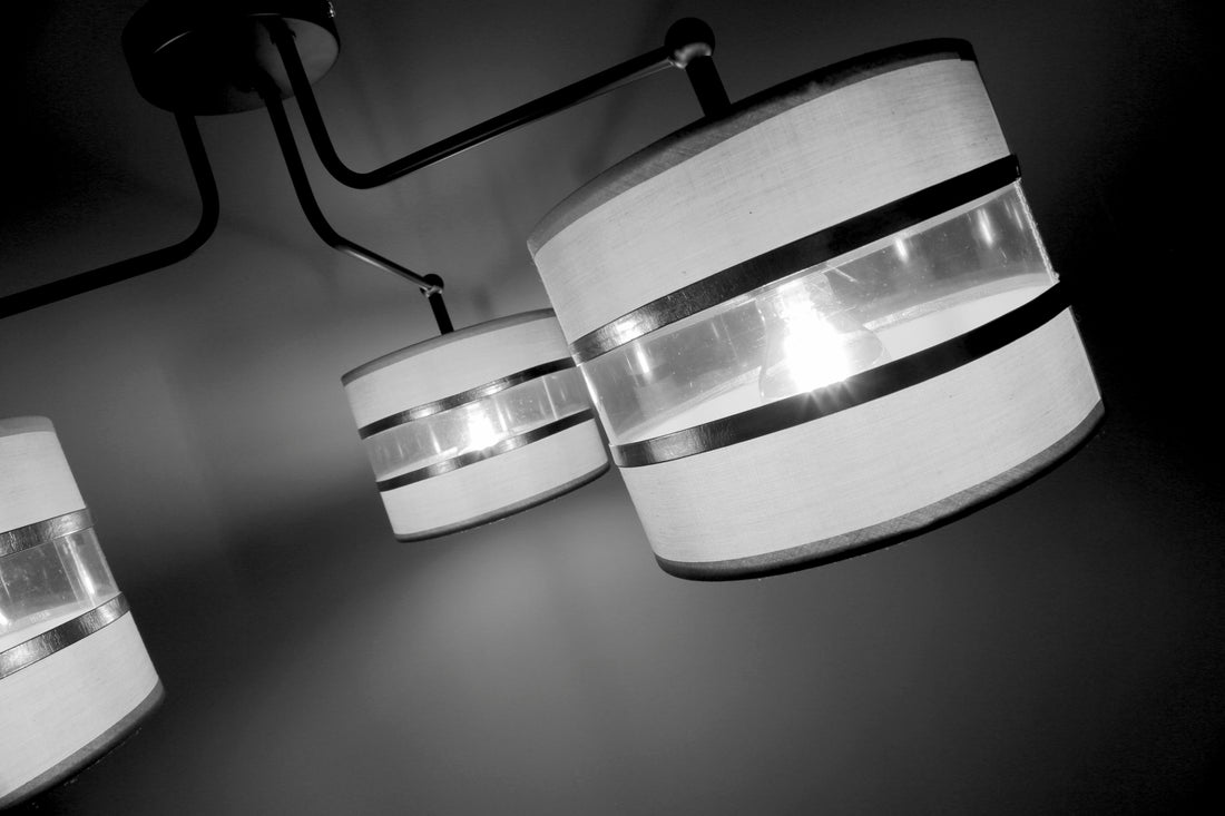 Suspension 3 Lampes Acier Tissu · Andy · photo 3