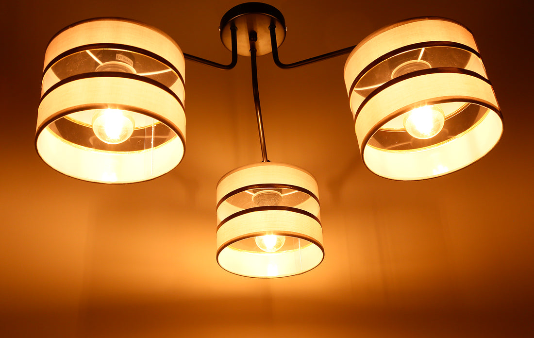 Suspension 3 Lampes Acier Tissu · Andy · photo 4