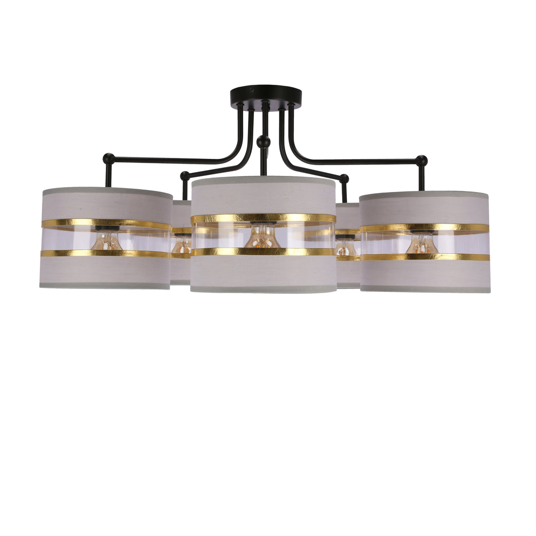 Suspension 5 Lampes Acier Tissu · Andy