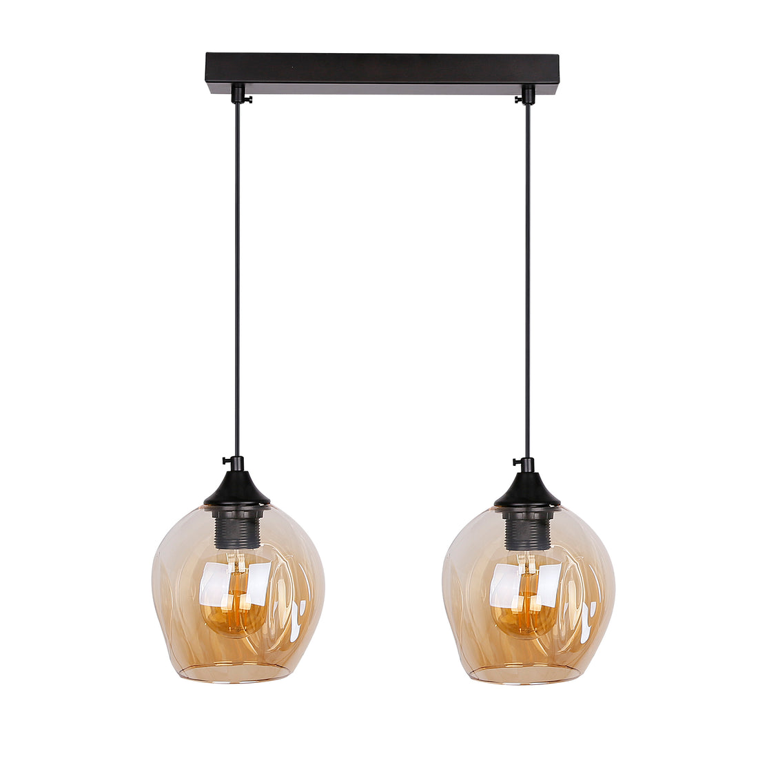 Suspension 2 Lampes Métal Verre · Aspa