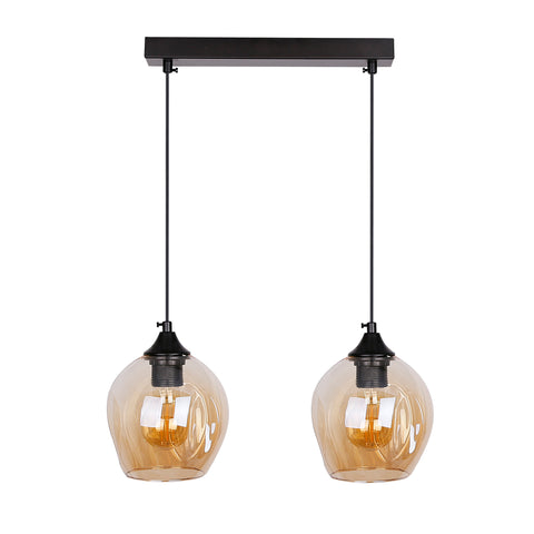 Suspension 2 Lampes Métal Verre · Aspa