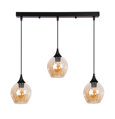 Suspension 3 Lampes Métal Verre · Aspa