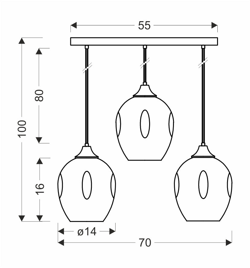 Suspension 3 Lampes Métal Verre · Aspa · photo 5