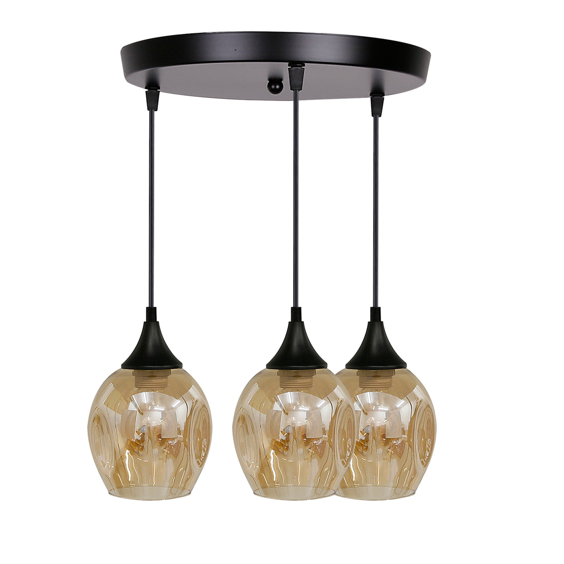 Suspension 3 Lampes Métal Verre · Aspa