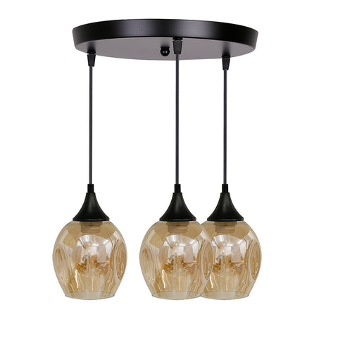 Suspension 3 Lampes Métal Verre · Aspa