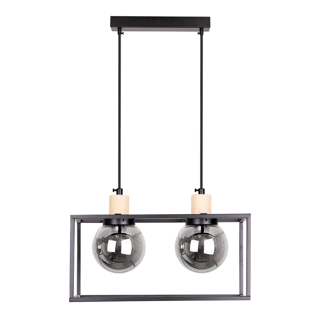 Suspension 2 Lampes Métal Verre · Retro