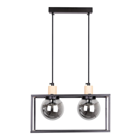 Suspension 2 Lampes Métal Verre · Retro