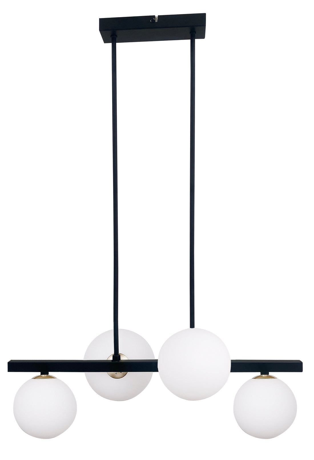 Suspension 4 Lampes Acier Verre Laiton · Kama