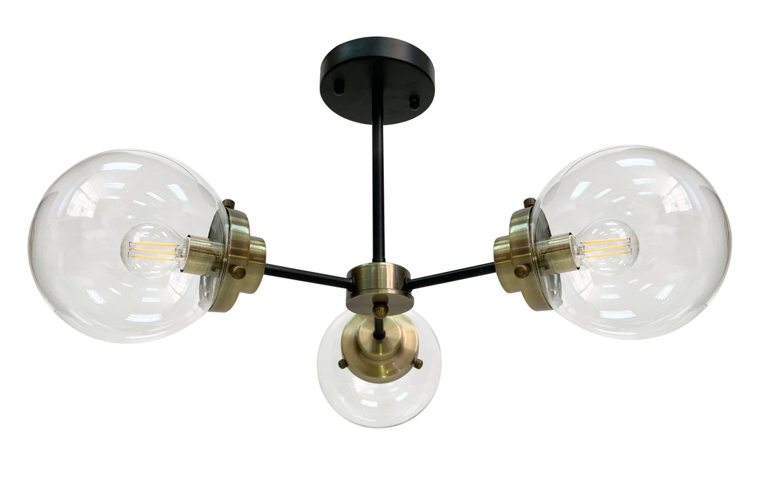 Plafonnier 3 Lampes Métal Verre