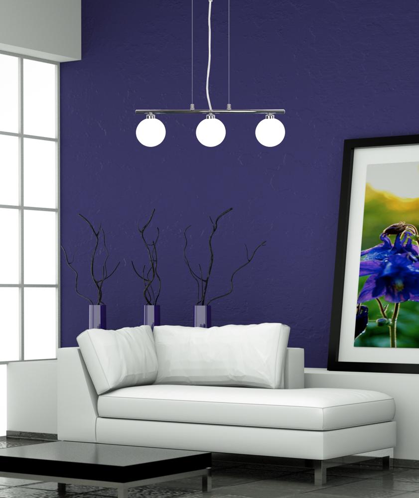 Suspension 3 Lampes Acier Verre · Raisa · photo 3