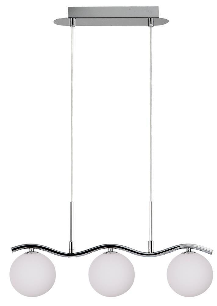 Suspension 3 Lampes Acier Verre · Ramon