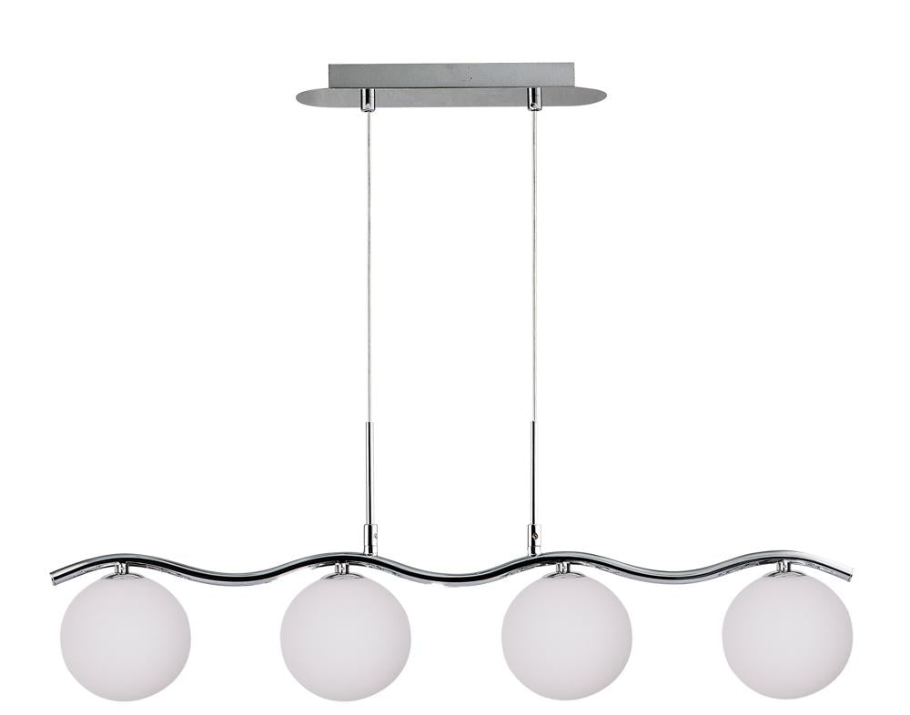 Suspension 4 Lampes Acier Verre · Ramon