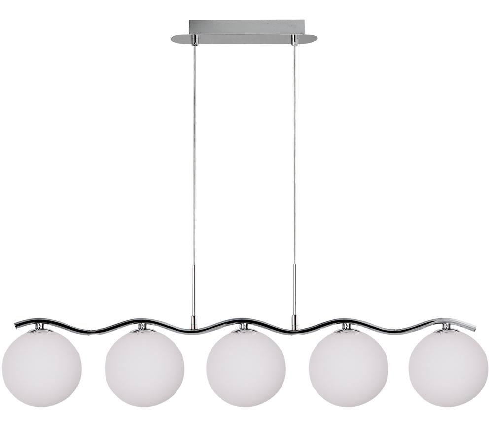 Suspension 5 Lampes Acier Verre · Ramon