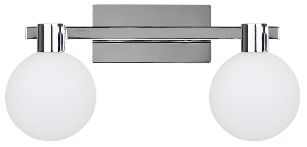 Applique murale 2 Lampes Acier Verre Chromé Blanc · Maldus