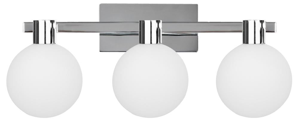 Applique murale 3 Lampes Acier Verre Chromé Blanc · Maldus
