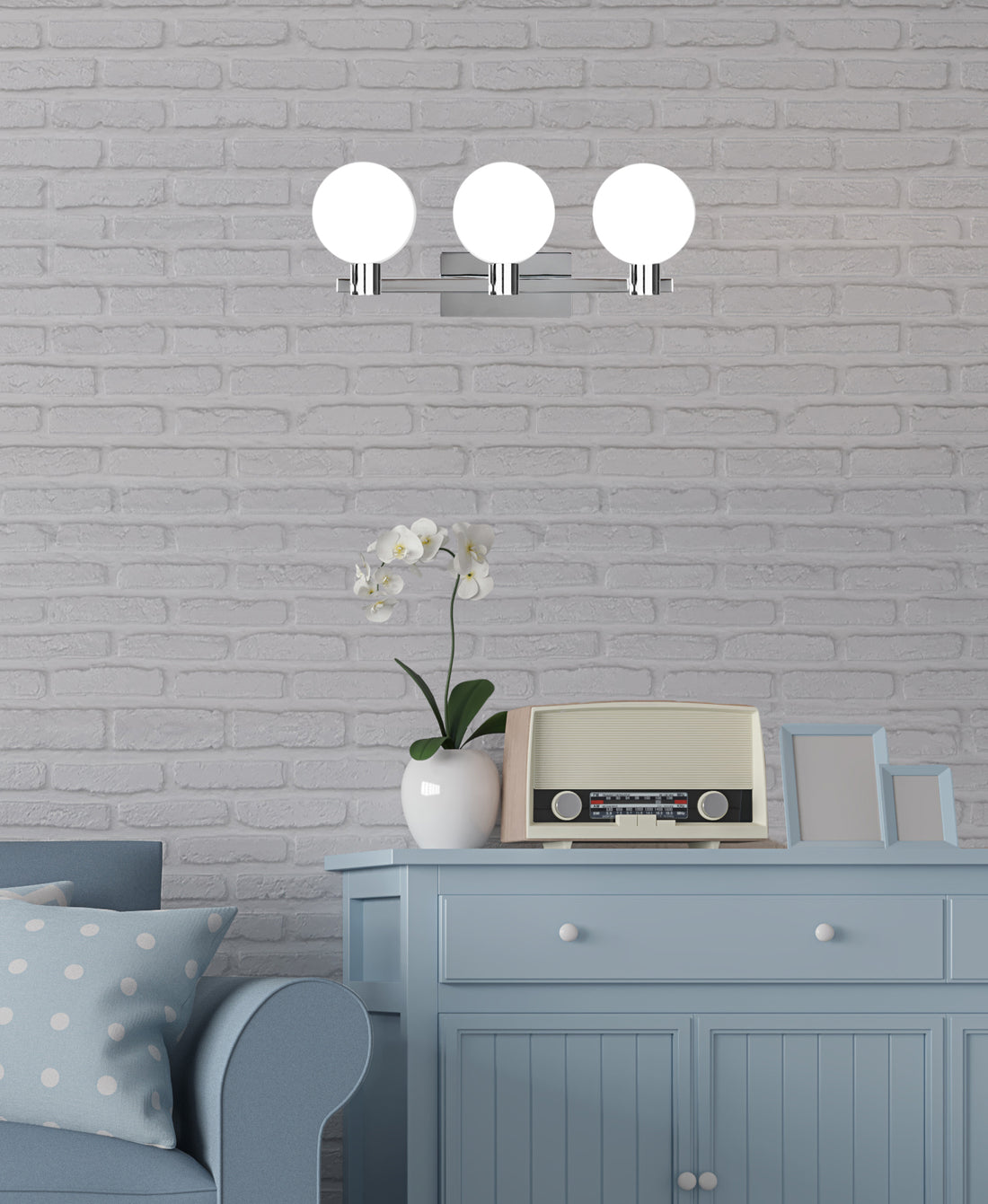 Applique murale 3 Lampes Acier Verre Chromé Blanc · Maldus · photo 2