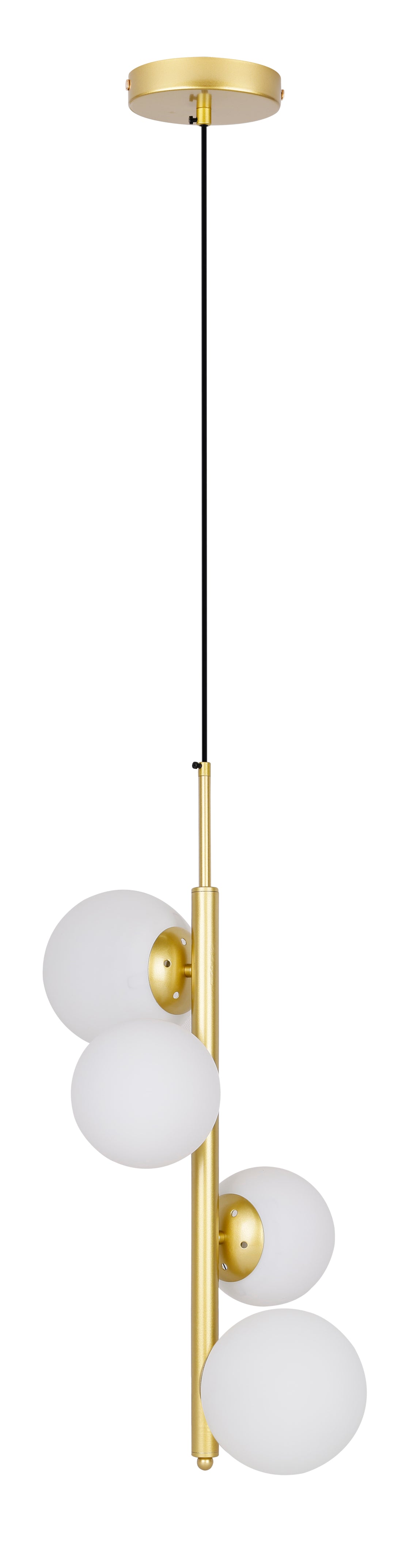 Suspension 4 Lampes Métal Verre Laiton · Cordel