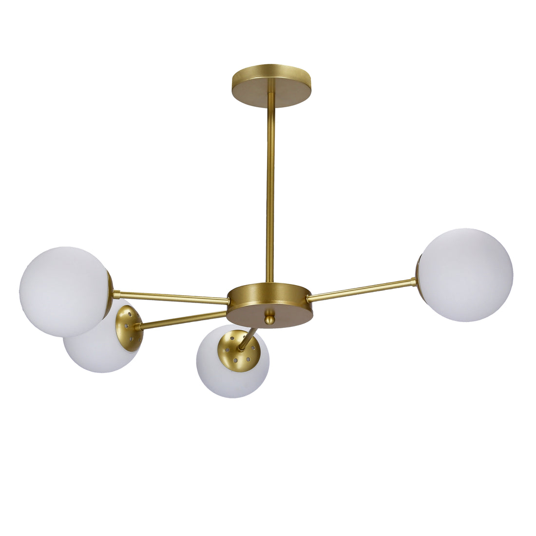 Suspension 4 Lampes Acier Verre Laiton · Mati