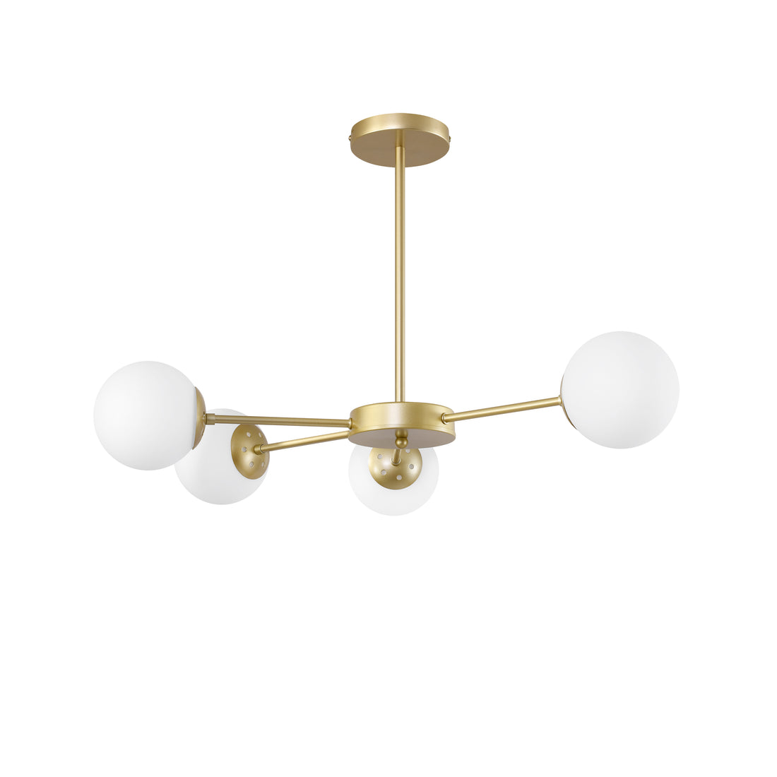 Suspension 4 Lampes Acier Verre Laiton · Mati · photo 4