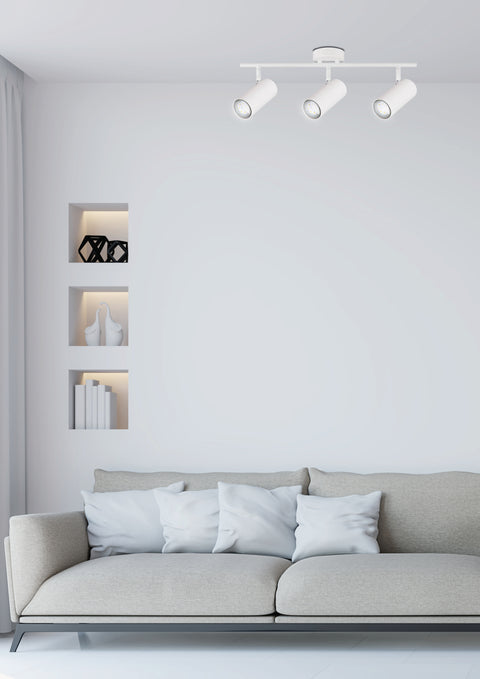 Plafonnier 3 Lampes Acier Blanc · Colly