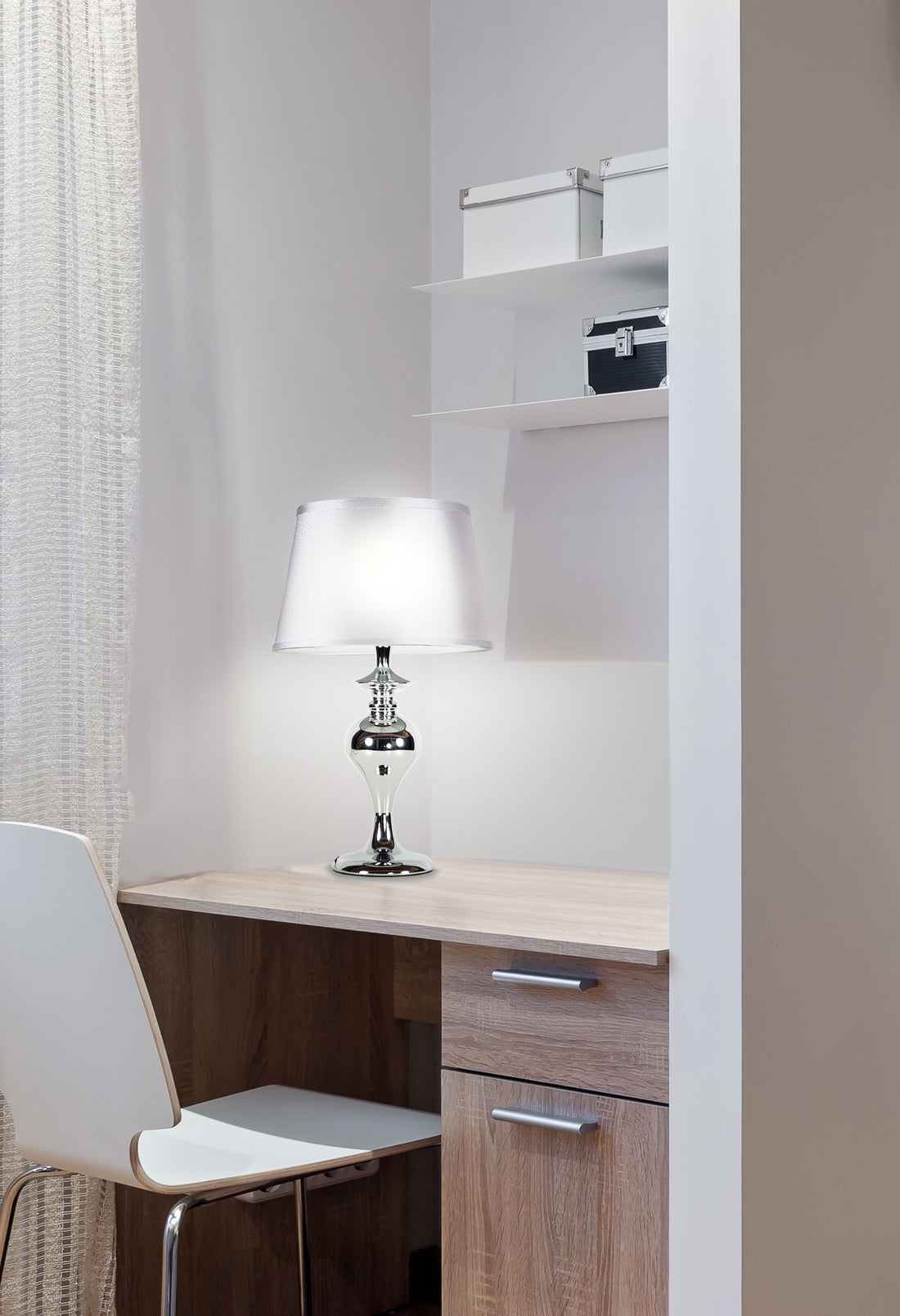 Lampe à poser Acier Tissu Chromé · Prima · photo 2