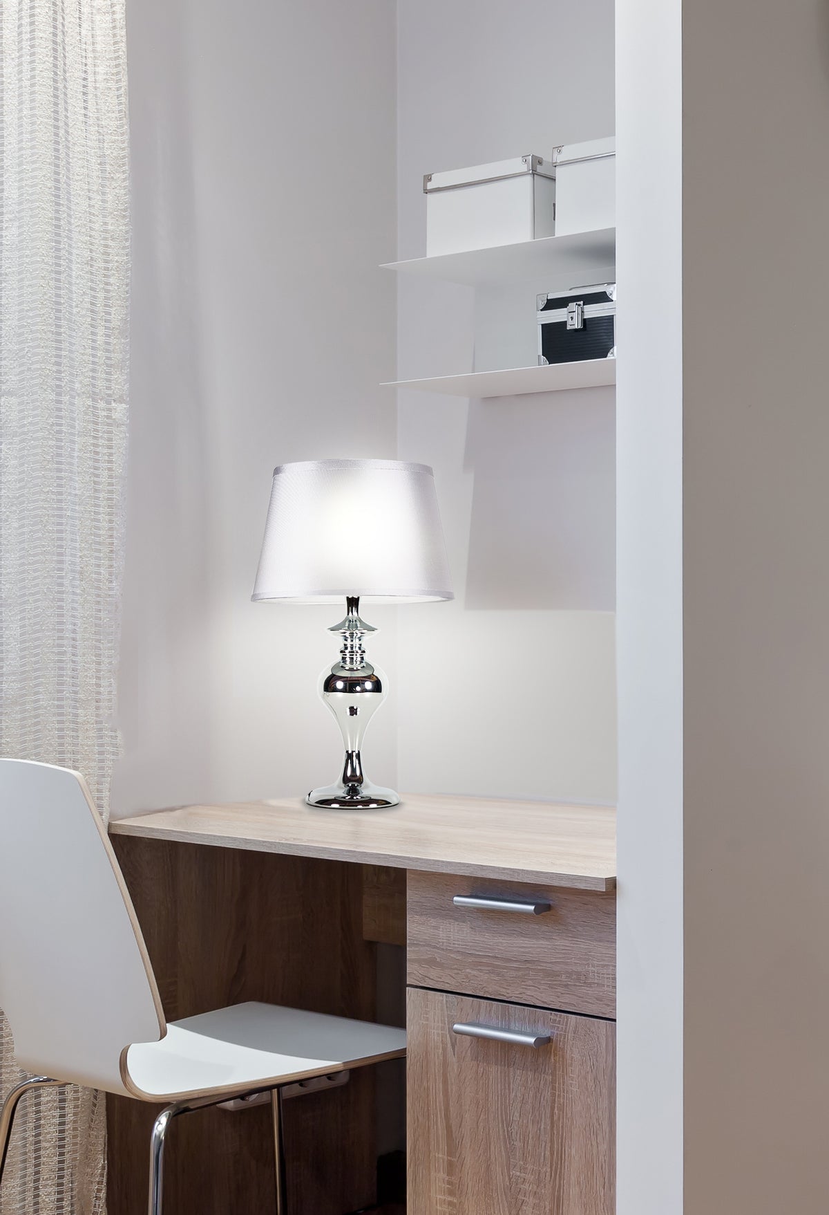 Lampe à poser Acier Tissu Chromé · Prima · photo 2