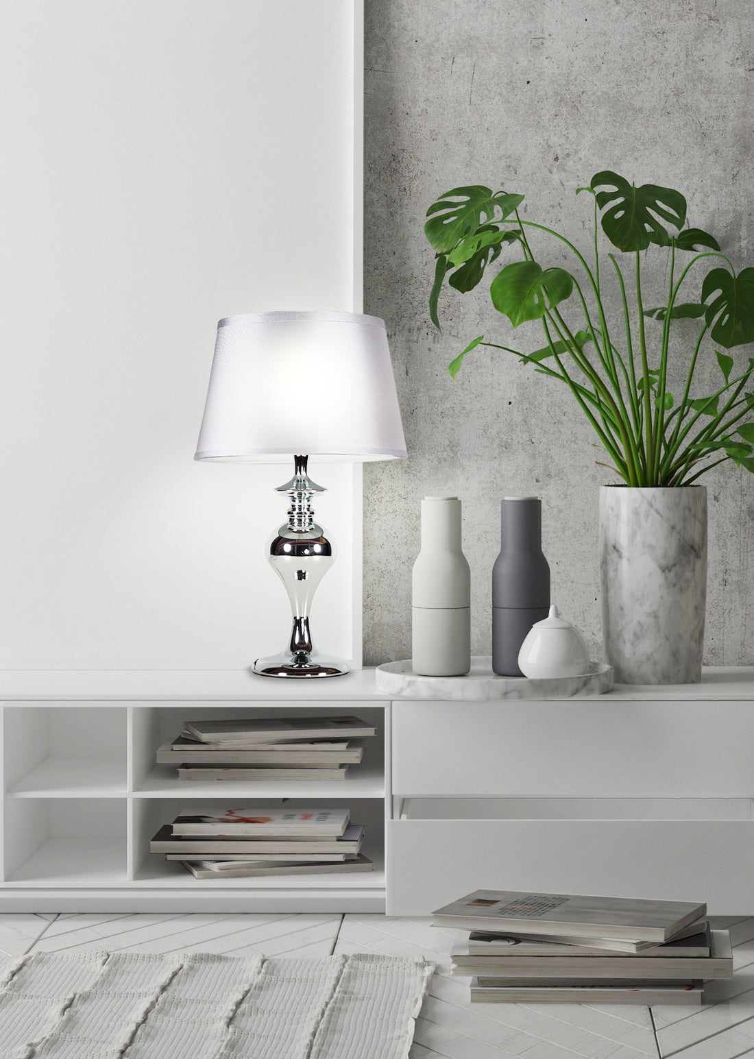 Lampe à poser Acier Tissu Chromé · Prima · photo 3