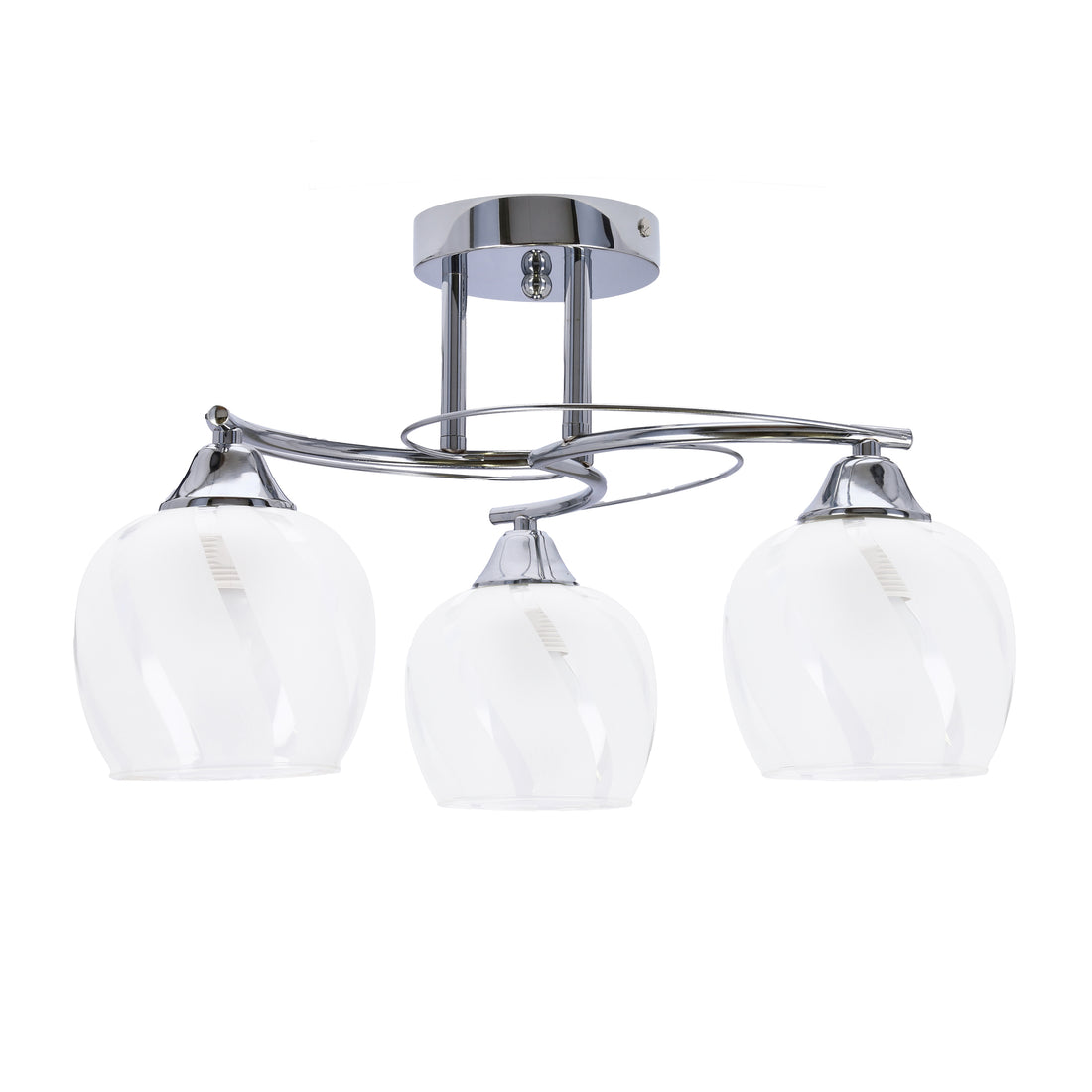 Plafonnier 3 Lampes Acier Verre Chromé Transparent