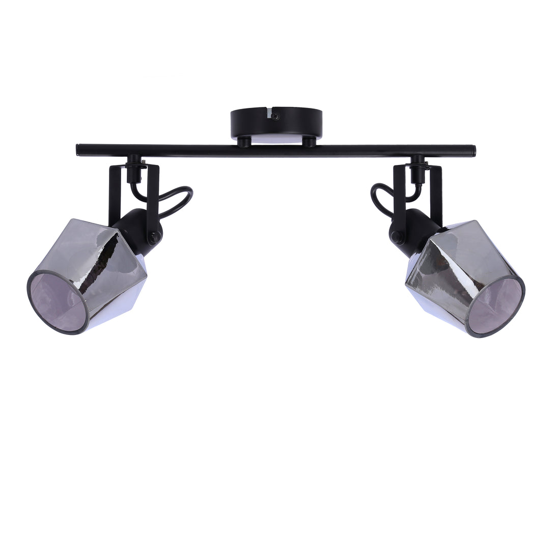 Plafonnier 2 Lampes Acier Verre · photo 2