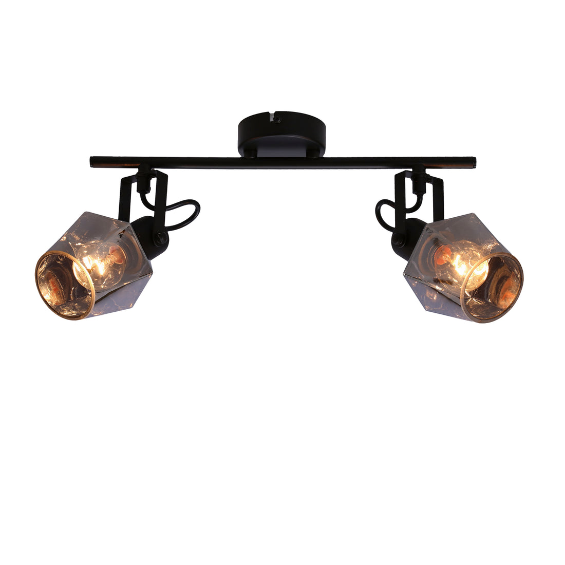 Plafonnier 2 Lampes Acier Verre · photo 3