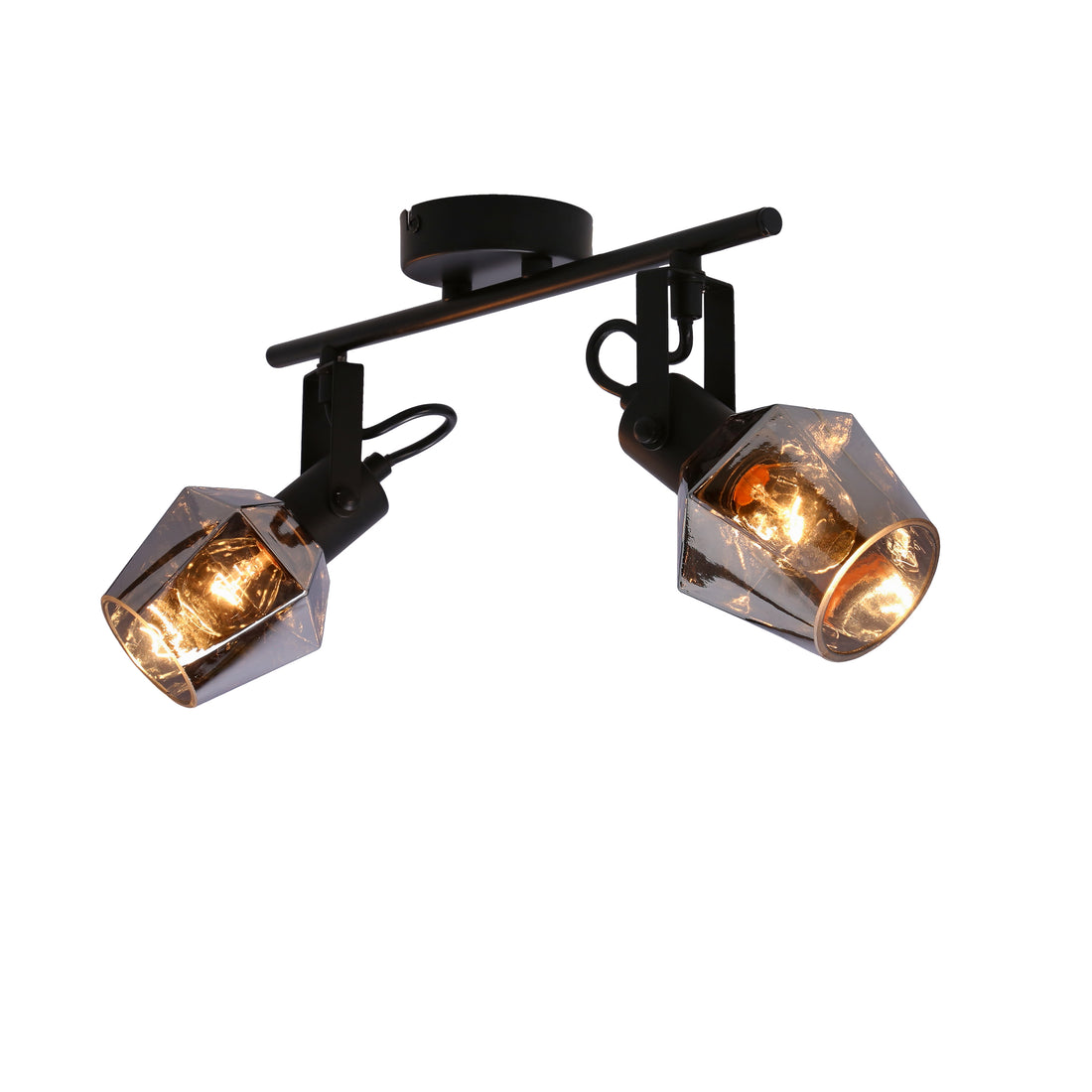 Plafonnier 2 Lampes Acier Verre · photo 4