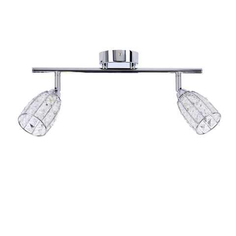 Plafonnier 2 Lampes Chromé Transparent