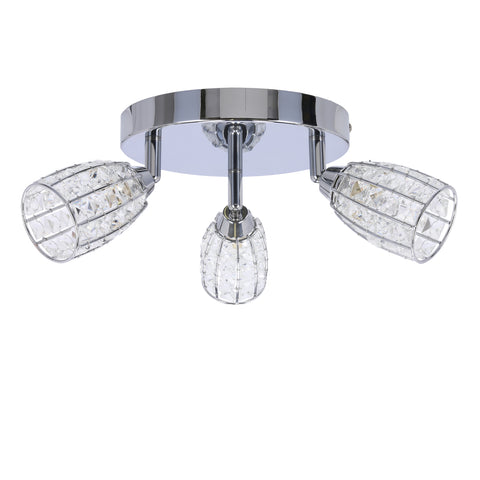 Plafonnier 3 Lampes Chromé Transparent
