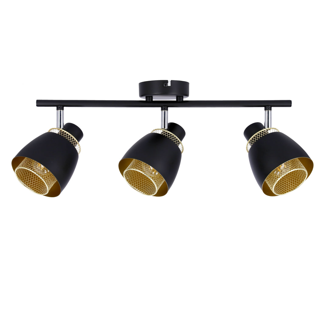Plafonnier 3 Lampes Acier Noir Doré