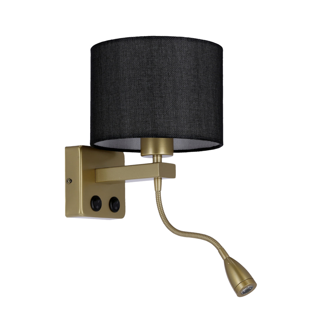 Applique murale 2 Lampes LED Acier Tissu Noir Doré · Polo