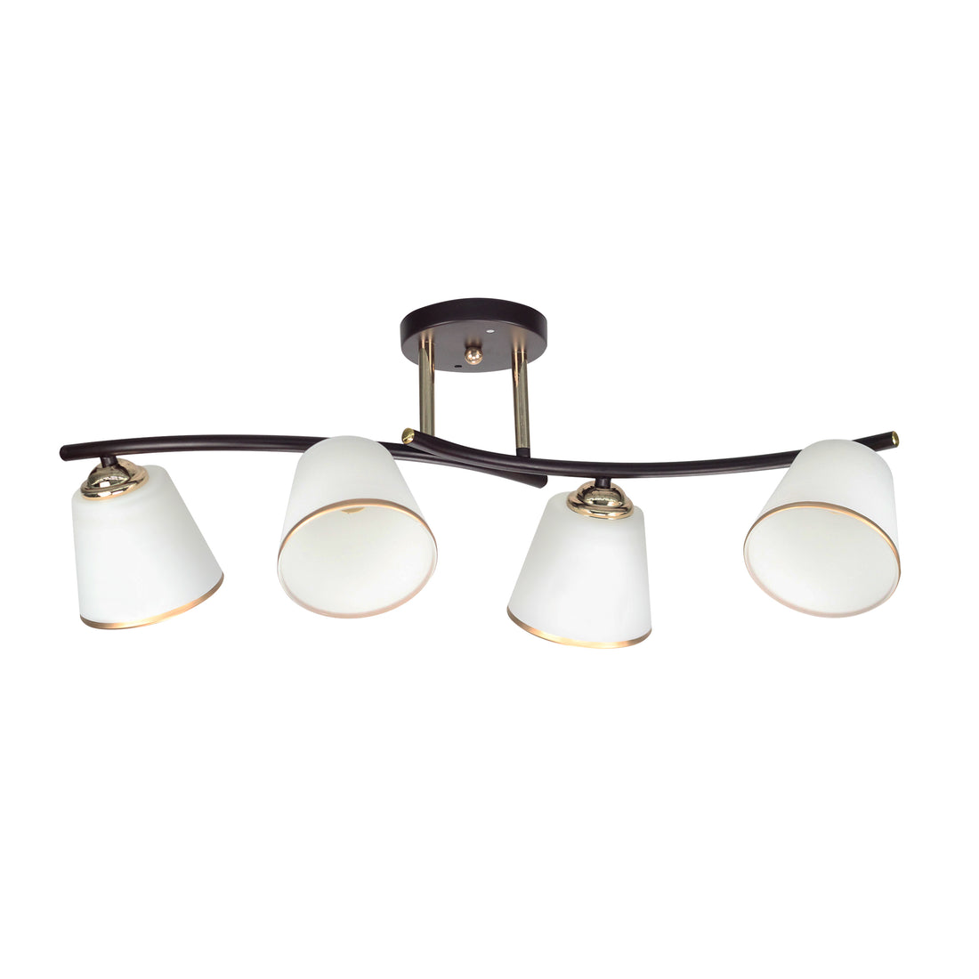 Plafonnier 4 Lampes Acier Verre