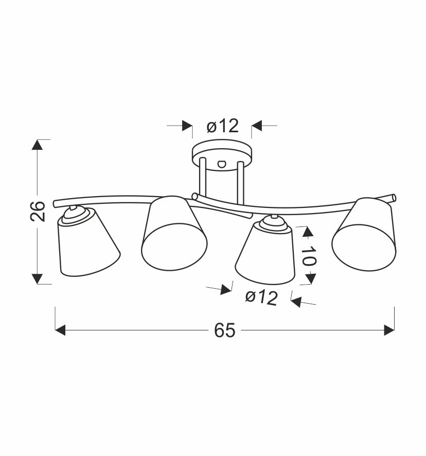 Plafonnier 4 Lampes Acier Verre · photo 3