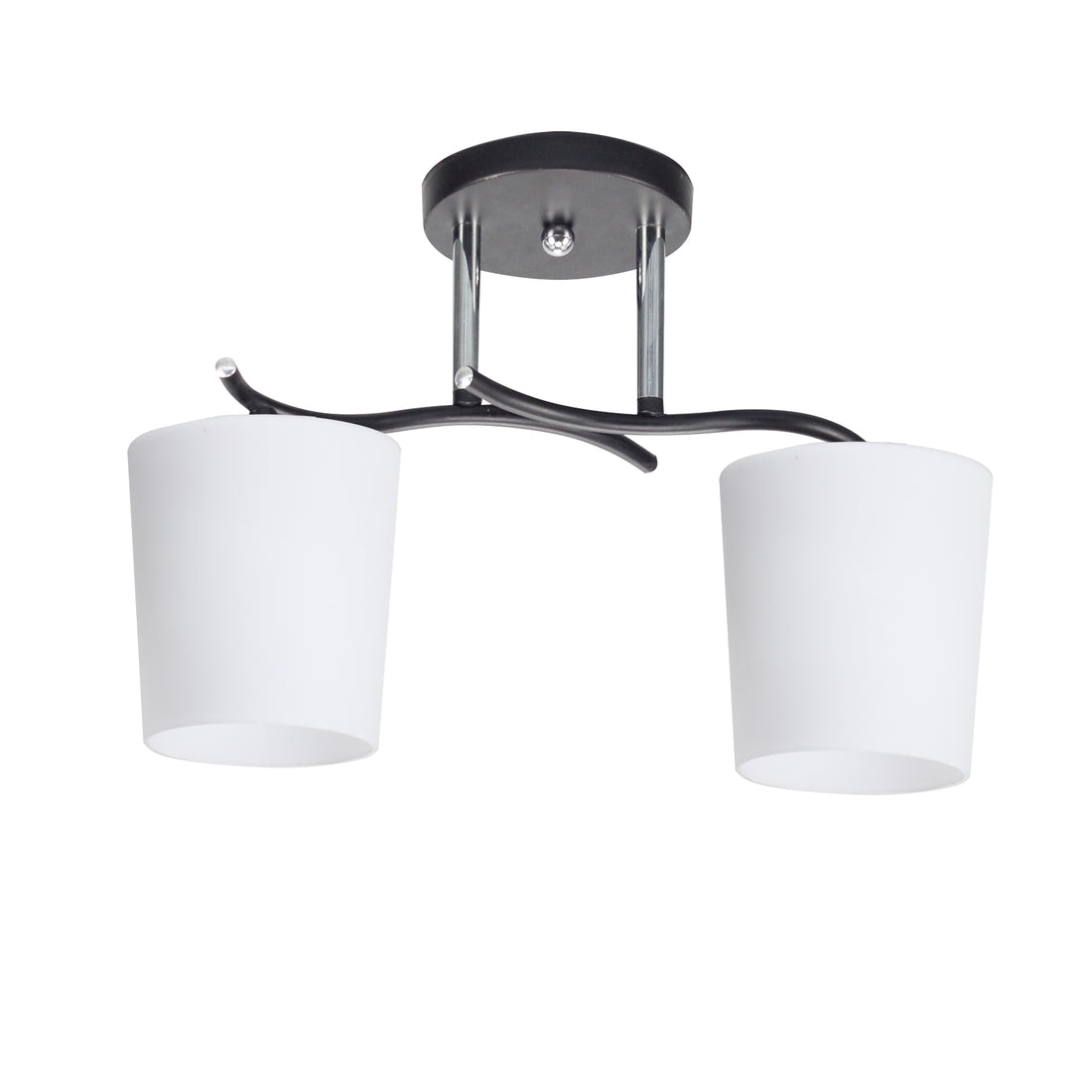 Plafonnier 2 Lampes Acier Verre