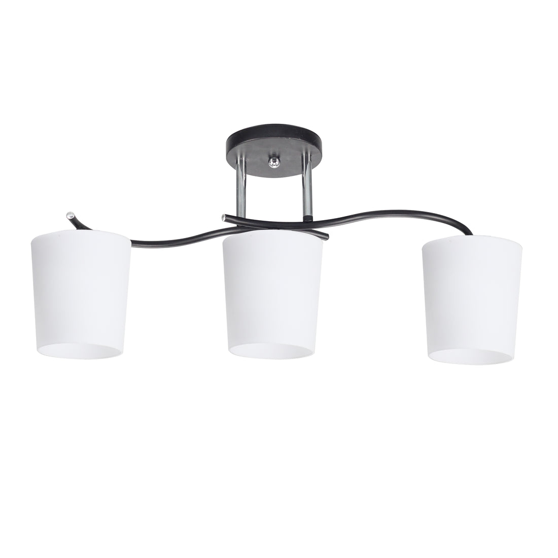 Plafonnier 3 Lampes Acier Verre