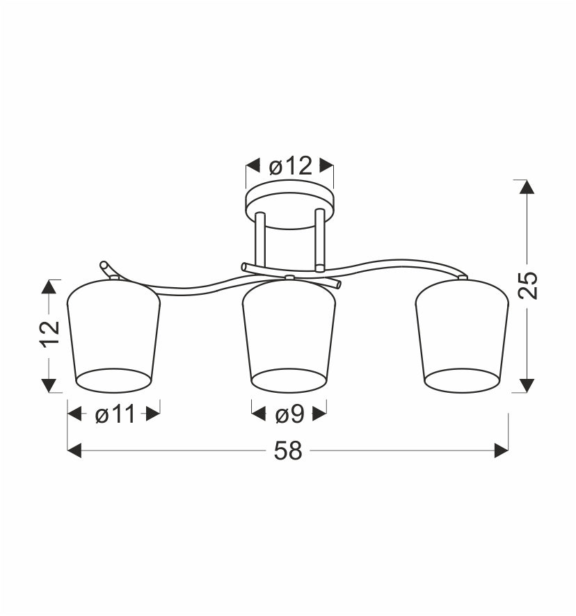 Plafonnier 3 Lampes Acier Verre · photo 3